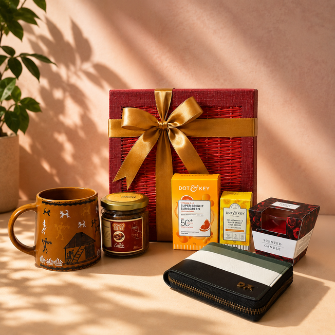 Premium Self-Care Gift Hamper with Coffee Mug, Coffee, Candle & Skincare