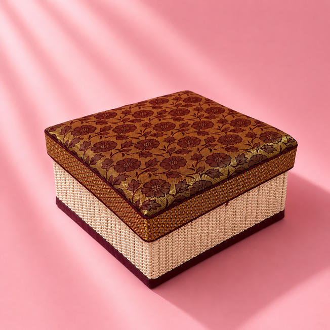 Premium Handcrafted Decorative Storage Box with Floral Lid | Multipurpose Gift & Jewelry Organizer | 6 x 6 x 3.5 Inch