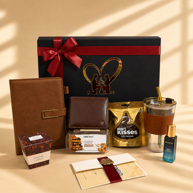 Luxury Gentleman’s Gift Hamper with Notebook, Wallet & Leather Tumbler