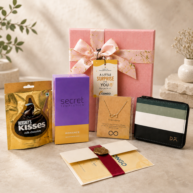 Premium Men's Gift Box with Perfume, Wallet, Chocolate & Necklace | Luxury Gift Hamper