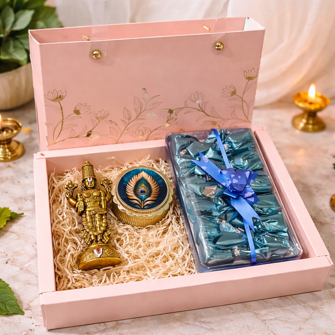 Luxury Festive Gift Box with Balaji Idol, Decorative Diya & Chocolate Hamper