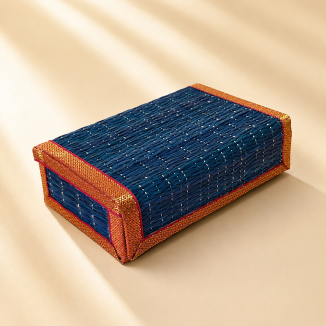 Blue Handcrafted Storage & Gift Box with Magnetic Closure | 7.5 x 4 x 2 Inch