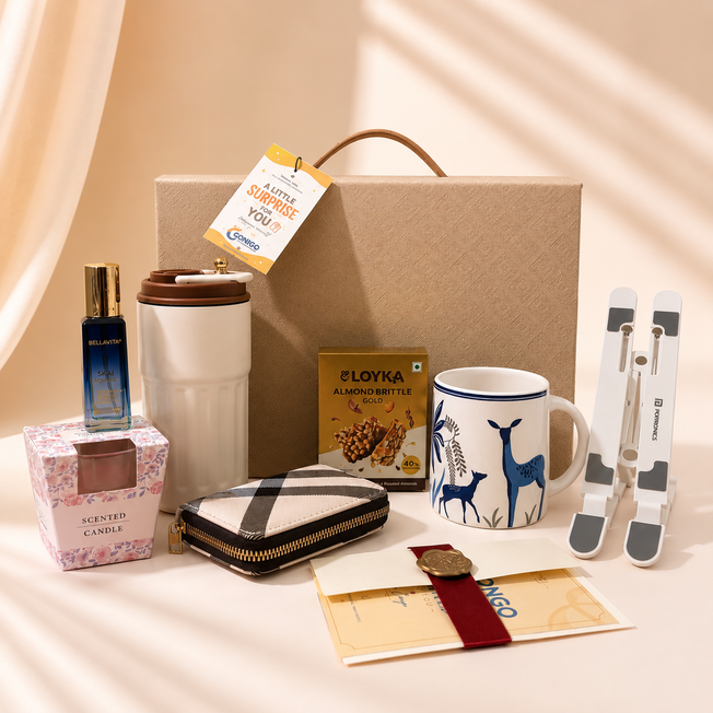 Premium Gift Hamper with Display Tumbler, Mug, Perfume & Wallet