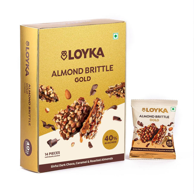 Loyka Almond Brittle Gold – Premium Almond, Caramel & Dark Chocolate Brittle