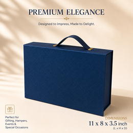 Luxury Blue Magnetic Gift Box with Handle – Premium Hamper & Presentation Box