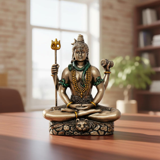 Meditating Lord Shiva Idol – Mahadev Decorative Statue for Home, Office & Spiritual Decor