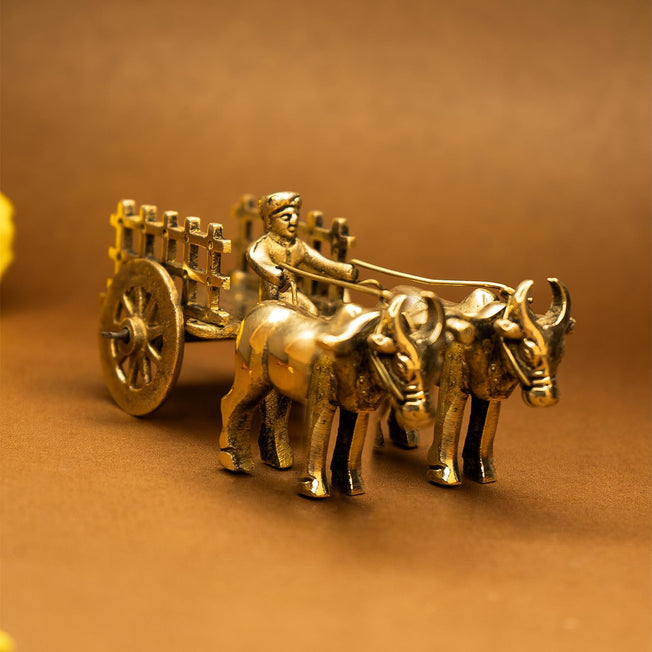 100% Pure Brass Bullock Cart Showpiece – Traditional Handcrafted Home Decor & Auspicious Gift