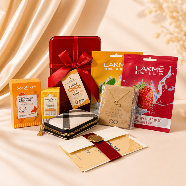 Glow & Glam Skincare Gift Box with Jewellery & Wallet
