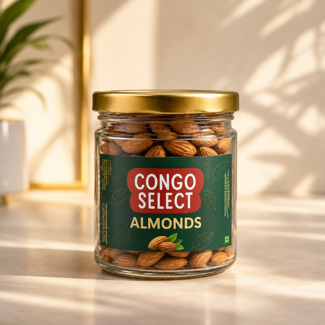 Congo Select Premium Almonds (Small Jar) | Crunchy Badam | Fresh & Nutritious Dry Fruits