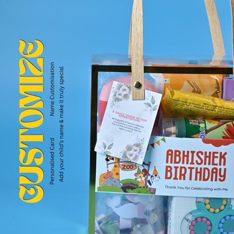 Kids Return Gift Combo Pack with Personalized Clear Bag | All-in-One Fun, Stationery & Utility Gift Set for Birthday Party