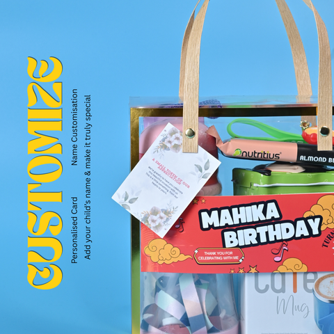 Kids Return Gift Combo Pack with Personalized Clear Bag | Premium Utility Gift Set for Birthday Party
