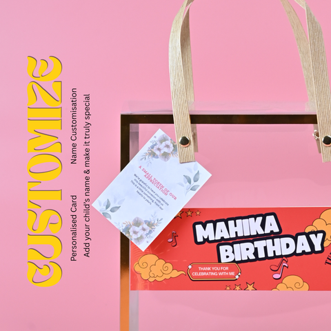 Kids Return Gift Combo Pack with Personalized Clear Bag | Creative Activity Gift Set for Birthday Party