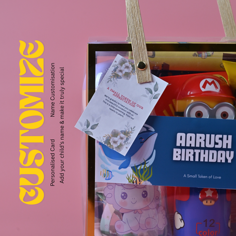 Kids Return Gift Combo Pack with Personalized Clear Bag | Complete Premium Gift Set for Birthday Party