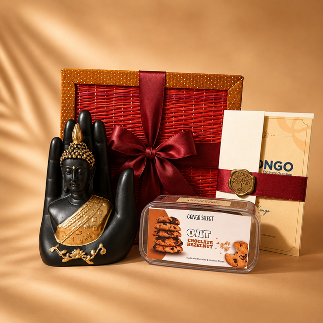 Buddha Blessings Gift Box with Oat Chocolate Hazelnut Cookies & Personal Message Card