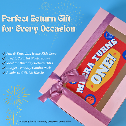 Kids Return Gift Combo Pack with Personalized Box | Fun Game & Toy Gift Set for Birthday Party