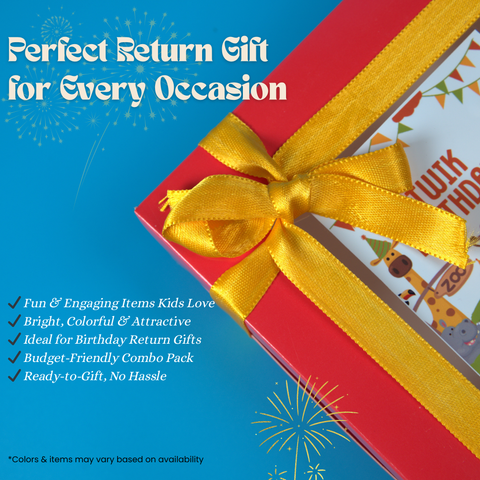 Kids Return Gift Combo Pack with Personalized Box | Complete Fun Gift Set for Kids Birthday Party