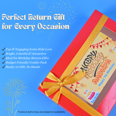 Kids Return Gift Combo Pack with Personalized Box | Creative Art & Fun Gift Set for Birthday Party