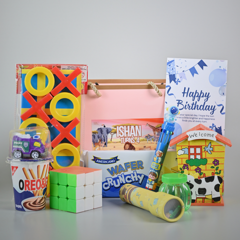 Kids Fun & Activity Return Gift Combo with Games, Toys & Chocolates | Birthday Gift Set