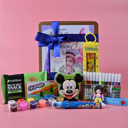 Kids Premium Return Gift Combo with Metal Box, Art Kit & Stationery | Personalized Birthday Gift Set