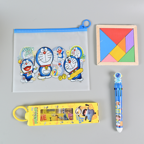 Fun Kids Return Gift Combo – Puzzle, Stationery Kit & Cartoon Pouch Set | Birthday Party Favors
