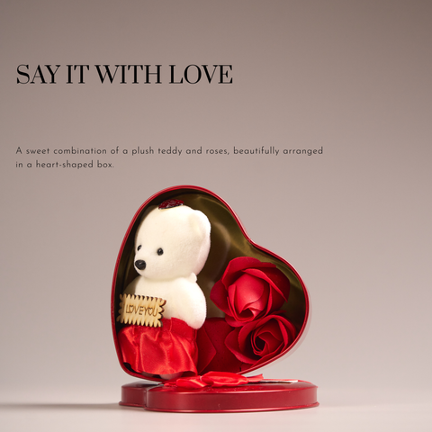 Luxury Personalized Valentine Gift Box with Teddy, Chocolates & 3 Polaroids – Congo