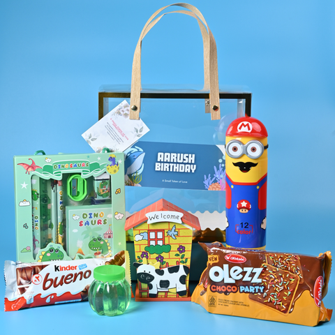 Kids Return Gift Combo Pack with Personalized Clear Bag | Fun & Stationery Gift Set for Birthday Party