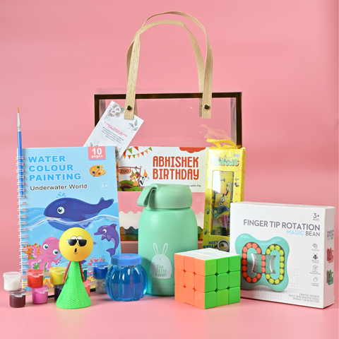 Kids Return Gift Combo Pack with Personalized Clear Bag | Luxury All-in-One Birthday Gift Set for Kids