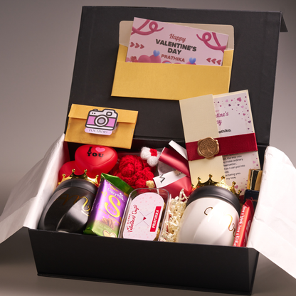 Luxury Personalized Valentine Gift Box with Mr & Mrs Mugs, Chocolates & Teddy – Congo